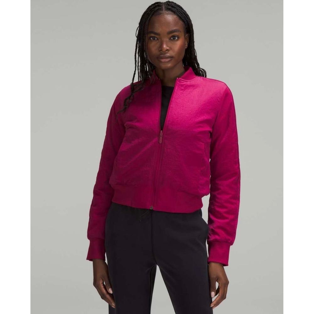 Lululemon Non-Stop Reversible Bomber Jacket Pomegranate Pink Size 4 Athleisure